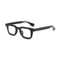 Retro black square thick frame sunglasses with wide temples and anti-blue light lenses - Black Frame (Clear Lenses)