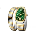 Dettaglio del quadrante dell'orologio a serpente di lusso con finitura verde smeraldo - Bicolore Oro Quadrante Verde