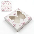 Rectangle white eyelash packaging box with pink butterfly window and paper tray - Square / Square Box No. 61 White Base Pink Butterfly