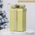 Large 40cm golden rectangular gift box with sparkling glitter finish and matching bow - Large Size Glitter (Gold)