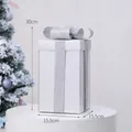 Silver glitter Christmas gift box with ribbon bow on white podium decoration - Small Size Glitter (Silver)