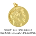 Pendentif doré pour chaîne épaisse avec relief de portrait vintage de 3,1 cm - Pendentif Pièce de Monnaie avec Relief de Personnage Vintage / Doré