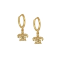 Orecchini a cerchio con tartaruga in argento S925 placcato oro dal design vintage - Oro