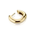 Polished golden stainless steel huggie hoop earring on a clean white background - Gold Pair