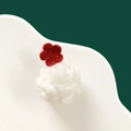 Handmade crochet white hair accessory with a red floral accent on a white tray - No.9 Flower Pom Pom Stud Earring (Single)