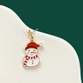 Asymmetric Christmas snowman drop earrings with gold star studs and festive holiday details - No.11 Snowman Stud Earring (Single)
