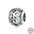 Hollow S925 sterling silver charm bead with floral pattern and letter G for DIY bracelets - 925 Silver / Letter G