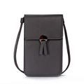 Vertical small PU leather crossbody phone bag in dark greyish brown with flap buckle - Dark Gray
