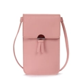 Pink PU leather crossbody phone bag with cute bunny ears and tortoise shell buckle - Pink
