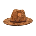 Cappello fedora a tesa larga con stampa a serpente in tonalità arancione e marrone - M(56-58cm) / Cachi