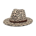 Cappello fedora alla moda in feltro di lana leopardato con fascia intrecciata marrone - M (56-58cm) / Stampa Leopardata Bianca