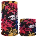Seamless outdoor multifunctional headband with colorful splatter ink print pattern - Black Multicolor Splash
