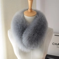 Faux fox fur scarf in grey finish shown on a mannequin for winter style - Smoke / 60-80cm
