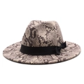 Chapeau fedora en laine de style britannique avec imprimé serpent et ruban noir - M (56-58cm) / Poche zippée