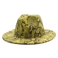 Cappello Fedora stile britannico in feltro con motivo a pelle di serpente giallo e nero - M (56-58cm) / Verde