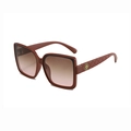 Matte brown square sunglasses with gradient lenses and quilted texture temples - Maroon Frame Tea Pink Gradient Lenses