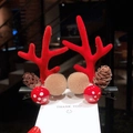 Christmas reindeer horn hair clips with red flocking, pine cones, and mushrooms - A2# Pine Cone - Red Antler Pair