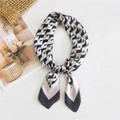 Silk-feel square scarf featuring geometric triangle print in black and nude pink - 70cm / 1 Stereo F Black