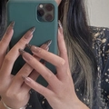 Uñas postizas almendradas con estampado de leopardo francés y base nude translúcida - Estilo Leopardo Francés Té Transparente (JP949)