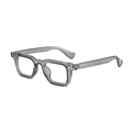 Retro square thick frame sunglasses in transparent grey finish with tinted blue lenses - Translucent Gray Frame (Plain Lens)