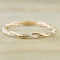 Elegant rose gold twisted rope ring featuring micro-pave sparkling crystals for women - US 5 / Gold