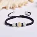 Handmade black braided cord bracelet with glow-in-the-dark tiger zodiac bead - Black Rope [Tiger]