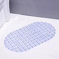 Tapis de douche ovale bleu en PVC avec ventouses et trous de drainage sur carrelage - Bleu