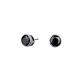 Boucles d'oreilles hip hop en acier titane avec zircon rond noir serti d'argent - Argent-Noir