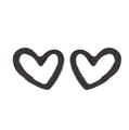 Dettaglio ravvicinato di orecchini a lobo a forma di cuore nero in acciaio inossidabile - Stile Cuore Semplice (298) / Nero Opaco