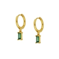 Orecchini a cerchio vintage in argento s925 con zircone verde smeraldo e oro - Oro Verde