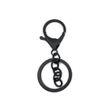 Matte black metal keychain set including lobster clasp, short chain, and round ring - Swimming Black (Lobster Clasp + 4 Link Chain)