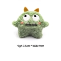 Detailed plush monster pin dimensions 7.5cm by 9cm with green fur and orange horns - Green Double Eyes (Original Shell)