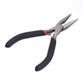 Professional long nose pliers with black and red non-slip handles for DIY jewelry making - Flat Nose Pliers (Non-serrated)