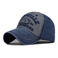 Vintage NYS Bestickung gewaschene Baumwolle Baseballkappe in blau und grauem Denim - Verstellbar / Marineblau