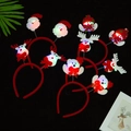 Luminous Christmas headbands featuring plush Santa, snowman, and reindeer on a red frame - Glowing Christmas Headband