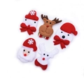 Felt Christmas ornaments set with Santa, reindeer and polar bear in red and white - Christmas Plush Brooch (Non-glowing)