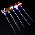 LED Christmas fiber optic hair clips with glowing reindeer and snowman holiday motifs - Christmas Plush LED Hair Braid