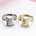 18K gold and silver plated hollow butterfly open adjustable rings for women - 012 (Sweet Butterfly)