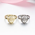 Set of two tree of life rings in gold and silver finishes with adjustable open bands - 028 (Tree of Life)