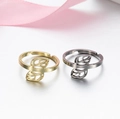 Polished 18K gold and silver plated stainless steel leaf open rings for women - 032 (Hollow Leaf)