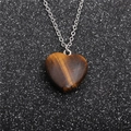 Tigerauge-Herzanhänger-Halskette mit Silberkette für Herren und Damen im Minimalstil - Tigerauge Herz