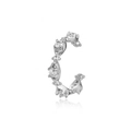Silver-toned 18k copper ear cuff with sparkling zircon stones in a classic C-shape - Silver