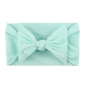 Soft nylon infant headband featuring a large mint green bow for baby girls - Mint Green