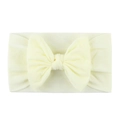 Soft cream yellow baby headband featuring a large nylon fabric bow accessory - Beige