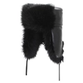 Cappello da aviatore classico in ecopelle nera con calda fodera in pelliccia sintetica - Taglia unica / Nero