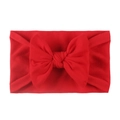Soft nylon baby headband featuring a vibrant red oversized bow for infants and toddlers - Red