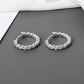 Boucles d'oreilles créoles en argent 925 torsadé avec pierres en zircone - Platine