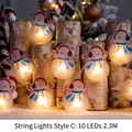 Christmas snowman LED string lights Style C with 10 warm lights 2.3M length - Purple Earmuff Snowman Style C (10 LEDs / 2.3M)