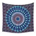 Arazzo da parete mandala bohémien con motivi floreali geometrici in blu scuro e ottanio - 73X95CM / Tessuto Spazzolato / Mandala Blu Teal