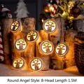 1.5M warm white LED Christmas string lights with 8 circular reindeer wood carvings - Christmas Reindeer Battery Style [1.5m 8 LEDs]